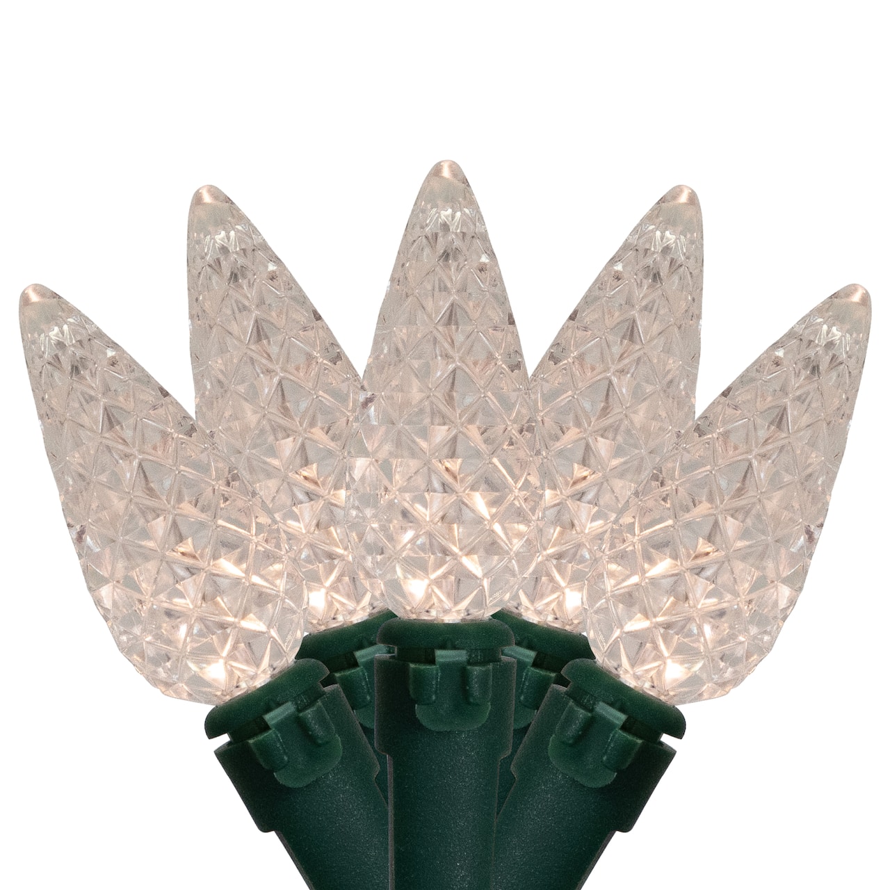 Battery Operated LED C6 Faceted Christmas Lights - Warm White - 15.75' Green Wire - 50ct